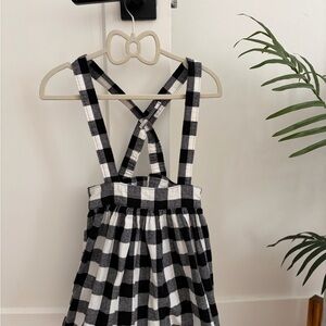Cat & Jack Black and White Check Suspender Skirt